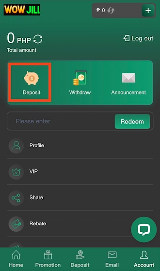 Step 1: Please log in to your betting account and select “Deposit”