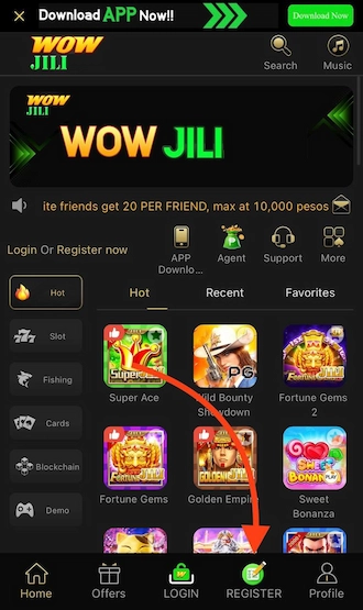 Step 1: WOW JILI login register to go to the homepage and select “Register” to start registering an account.