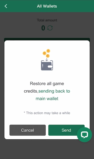 Step 3: The system will send a notification to reconfirm the balance transfer to your main wallet. Click "Send" to confirm transferring the balance to the main wallet. 